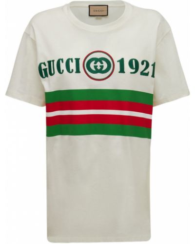 Oversized bavlnené tričko s výšivkou Gucci