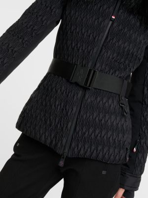 Lyžařská bunda s kožíškem Moncler Grenoble černá