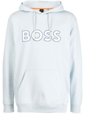 Hoodie med broderi Boss blå