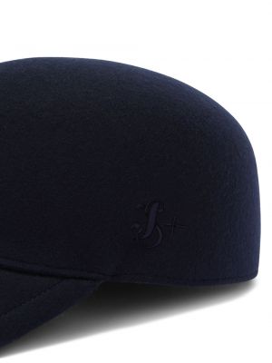 Haftowana czapka z daszkiem wełniana Jil Sander niebieska