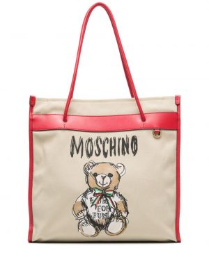 Geantă shopper cu imagine Moschino bej