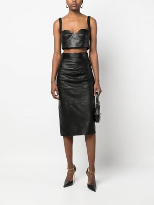 Černé kožená sukně Versace Pre-owned