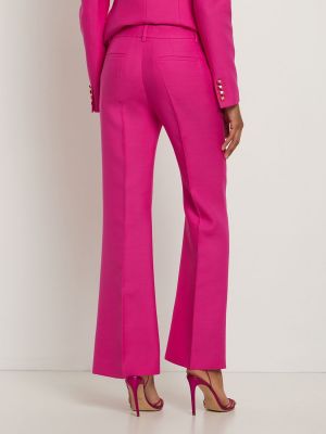 Μεταξωτό μάλλινο παντελόνι από κρεπ Valentino ροζ