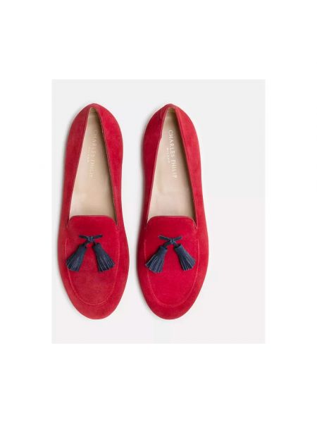 Loafers de ante de cuero Charles Philip Shanghai rojo