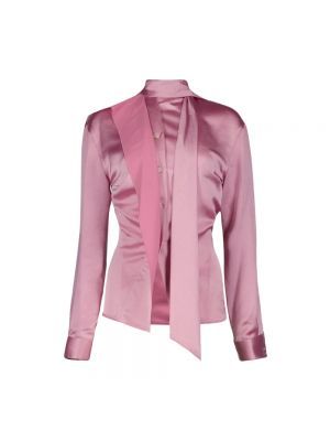 Satynowa bluzka asymetryczna Victoria Beckham różowa