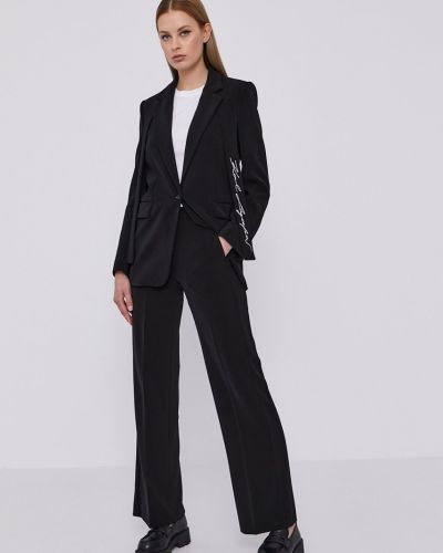 Karl Lagerfeld nadrág női, fekete, magas derekú széles