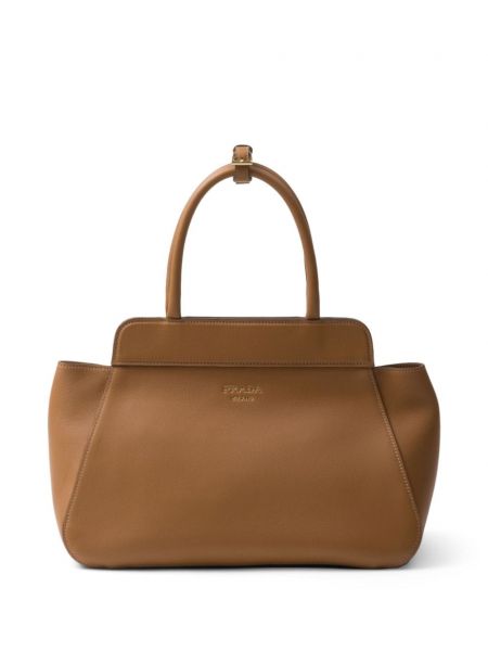 Læder shopping bag Prada brun