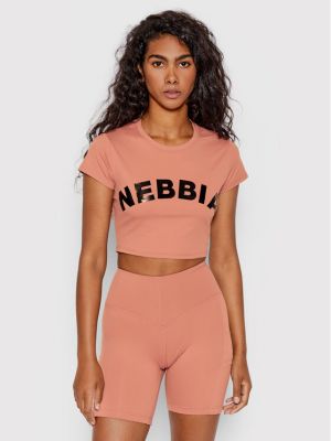 T-Shirt Sporty 584 Różowy Slim Fit Nebbia