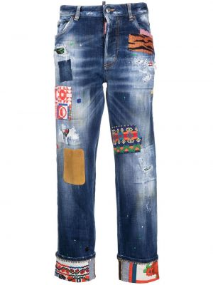 Straight leg-jeans med broderi Dsquared2 blå