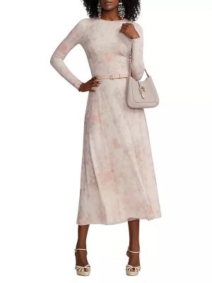 Трикотажное платье миди в цветочек с принтом Ralph Lauren Collection