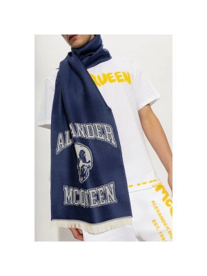 Bufanda de lana Alexander Mcqueen azul