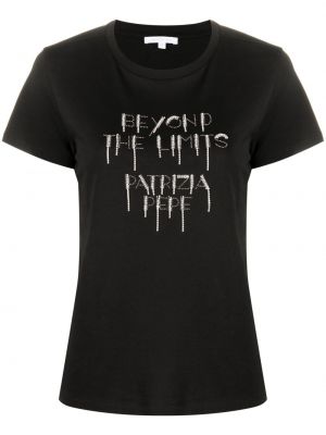 T-shirt avec imprimé slogan en cristal Patrizia Pepe noir