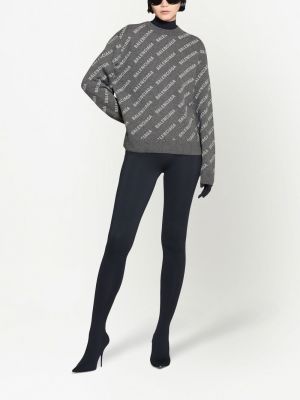 Kašmírový svetr s potiskem Balenciaga šedý