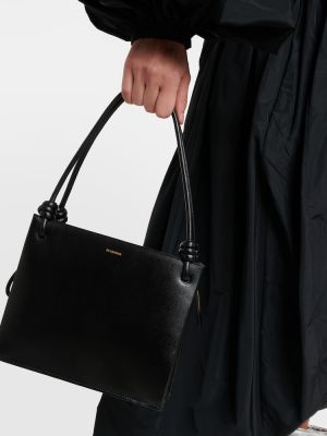 Кожени шопинг чанта Jil Sander черно