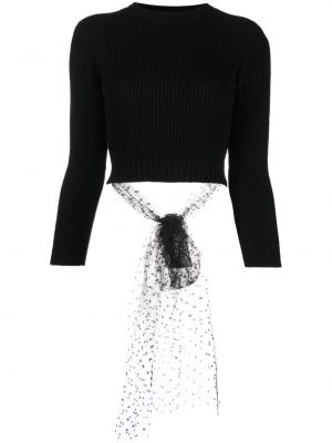 Tylový svetr s mašlí Valentino Garavani černý