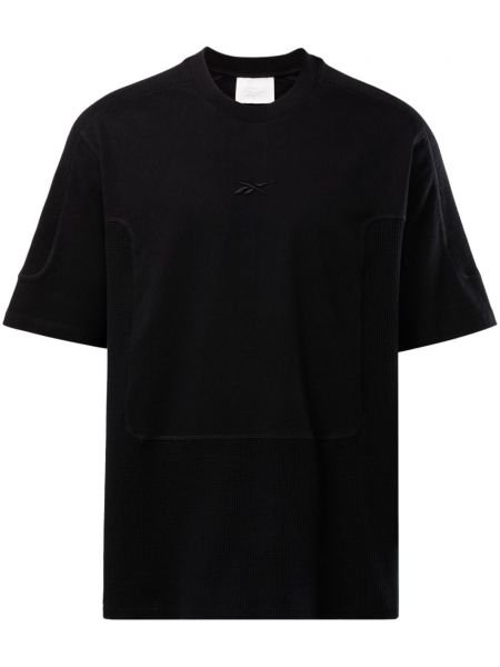Βαμβακερή μπλούζα με κέντημα Reebok Ltd μαύρο