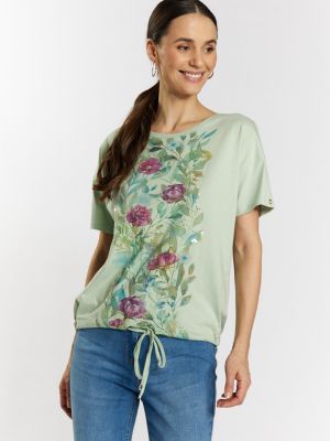 Koszulka bawełniana w kwiatki Monnari