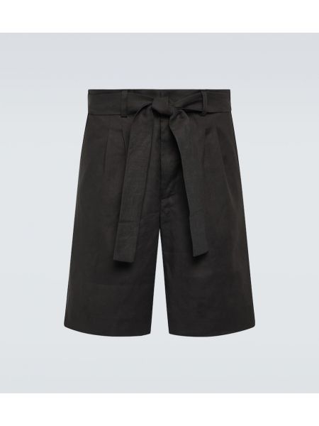 Shorts en lin en coton Commas noir
