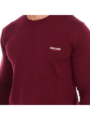 Sweter z długim rękawem z okrągłym dekoltem Roberto Cavalli czerwony