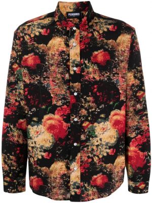Camicia di cotone a fiori con stampa Pleasures nero