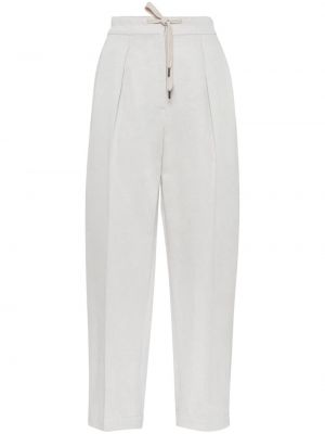 Ravne hlače Brunello Cucinelli bela