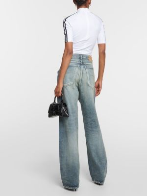 Straight fit džíny s vysokým pasem Balenciaga modré
