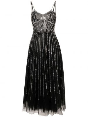 Коктейлна рокля с кристали Dina Melwani черно