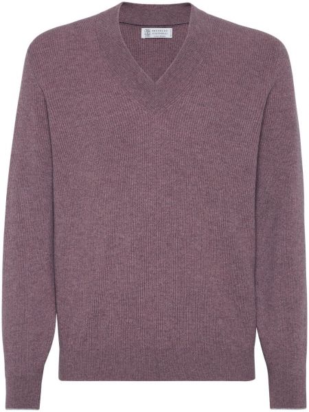 Дълъг пуловер с v-образно деколте Brunello Cucinelli червено