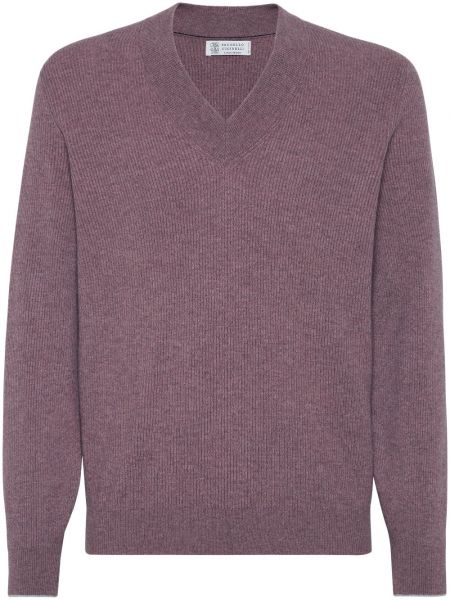 Langer pullover mit v-ausschnitt Brunello Cucinelli rot