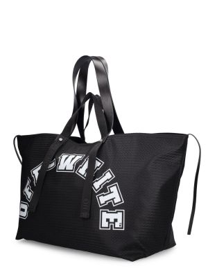 Τσάντα shopper με σχέδιο από διχτυωτό από διχτυωτό Off-white μαύρο