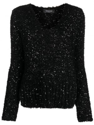 Пуловер с v-образно деколте Fabiana Filippi черно