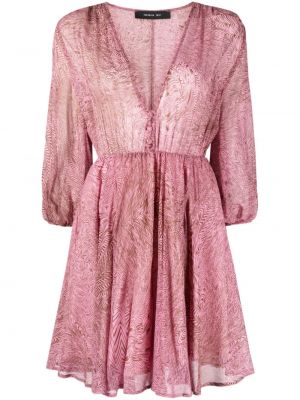 Hodvábne šaty s potlačou s abstraktným vzorom Federica Tosi ružová