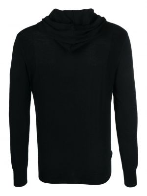 Vilnonis džemperis su gobtuvu iš merino vilnos Low Brand juoda