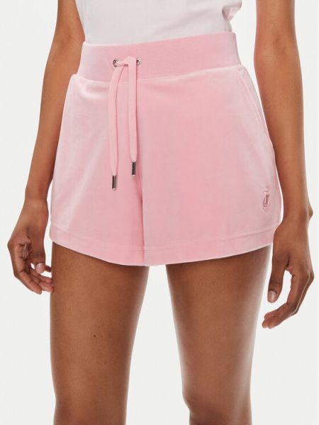 Slim fit priliehavé športové šortky Juicy Couture ružová
