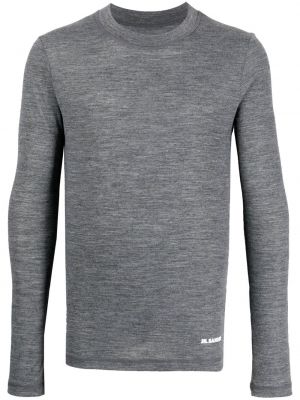T-shirt con stampa a maniche lunghe Jil Sander grigio