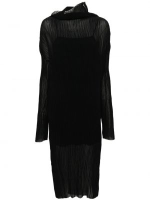 Midi haljina sa dugačkim rukavima Mm6 Maison Margiela crna