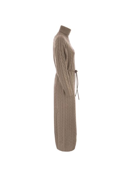 Vestido de lana de seda de cachemir Peserico marrón