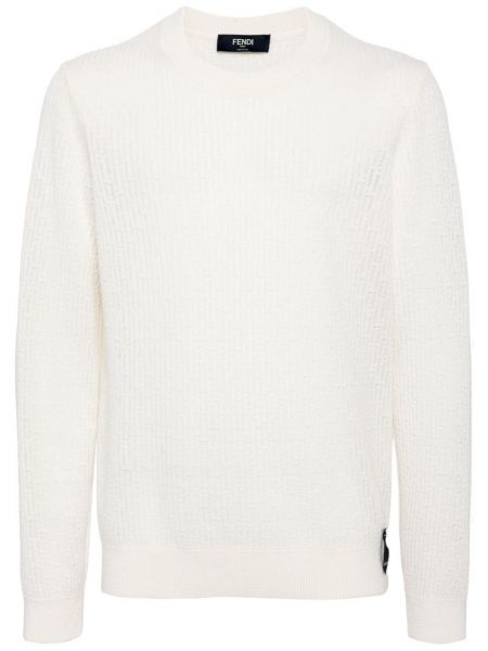 Пуловер с кръгло деколте Fendi бяло