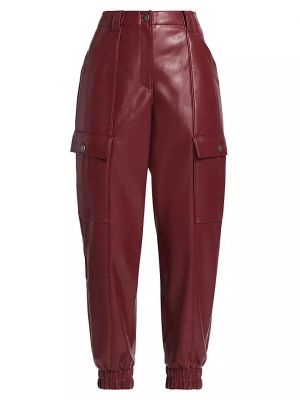 Укороченные брюки Kelly из искусственной кожи с высокой посадкой Cinq À Sept, oxblood