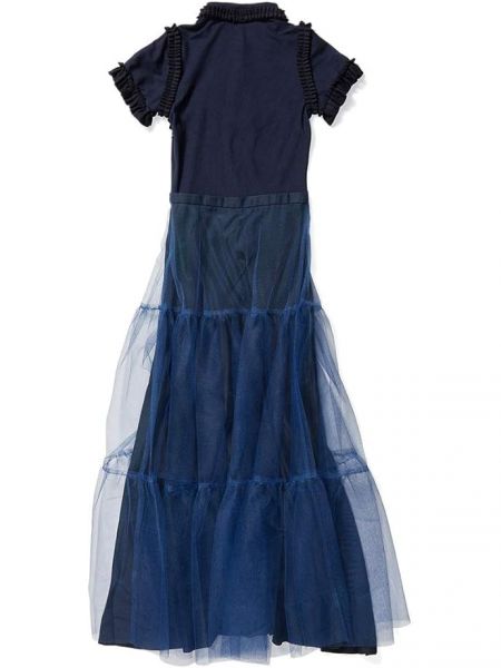 Платье с рюшами из тюля Rokh синее