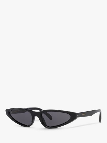 Женские треугольные солнцезащитные очки Celine блестящие черные/серые