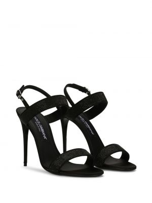 Křišťálové sandály s otevřenou patou Dolce & Gabbana černé