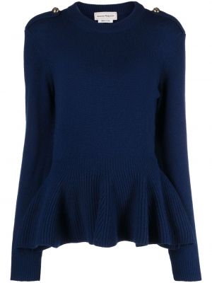 Peplum džemperis ar pogām Alexander Mcqueen zils