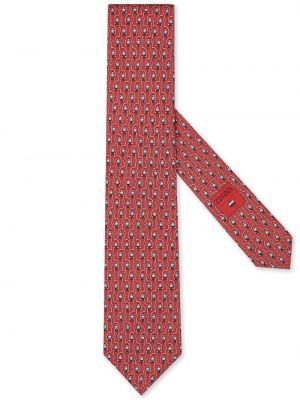 Jedwabny krawat z nadrukiem Zegna czerwony