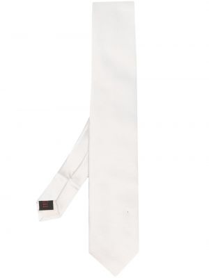Cravate en soie à bouts pointus D4.0 blanc