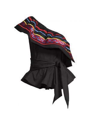 Асимметричная хлопковая блузка с баской Stella Jean