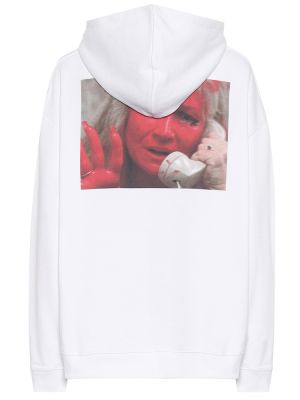 Pamučna hoodie s kapuljačom s printom Raf Simons bijela