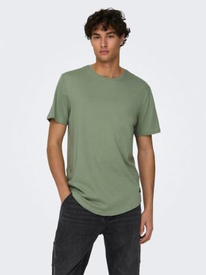 Koszulka w jednolitym kolorze Only & Sons zielona