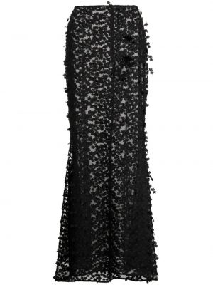 Čipkovaná kvetinová sukňa Cynthia Rowley čierna