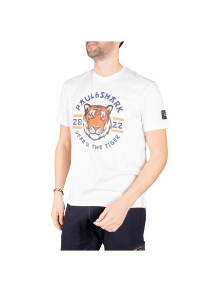 T-shirt et imprimé rayures tigre Paul & Shark blanc